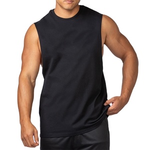 Camiseta sin mangas con corte lateral, diseño liso, personalizable con logo serigrafiado, estilo deportivo holgado y moderno para gimnasio, en blanco. - Product Image 1