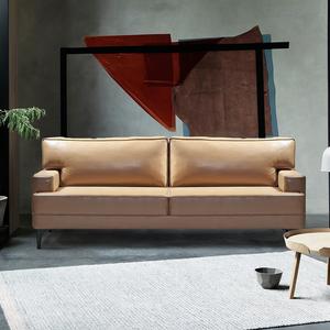 ชุดโซฟาเฟอร์นิเจอร์ห้องนั่งเล่นยุโรป,โซฟาหนังเชสเตอร์ฟิลด์หนังสี Buff วินเทจโซฟาแบบปุยทันสมัย - Product Image 2