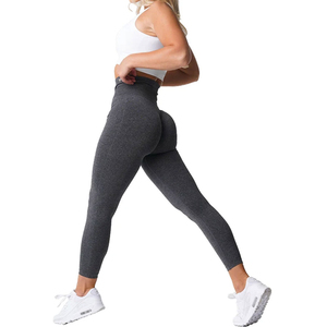 Leggings de compression de gymnastique pour femmes 100% coton nouveauté solide sans couture entraînement athlétique Fitness taille haute hiver tricoté - Product Image 3