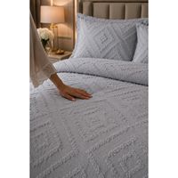 Ensemble de couette de luxe tissée pour lit double en gris, utilisable toute l'année, motif géométrique abstrait, couette 240x260cm, taies d'oreiller 50x70cm