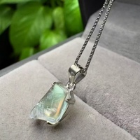 Pendentif en Pierre de Lune Arc-en-ciel Naturelle de Madagascar, Qualité Supérieure, Vente Directe Usine, Argent S925, Cristal à Fort Éclat, Design Minimaliste, Bijoux