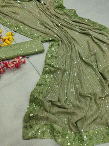 Georgette-ropa de boda de alta calidad para mujer, accesorio de fiesta de alta calidad, bordado de secuencia, a precio barato de Surat - Product Image 2