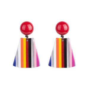 Customized Earrings Hot Design Wholesale Acetate Geometry Stripe Acrylic Stud Earrings <b>Jewelry</b> for Women - Product Image 4
