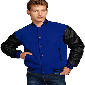 Chaqueta Universitaria de Béisbol, Mangas 100% Cuero Genuino, Cuerpo de Lana, Chaqueta Bomber Clásica para Hombre, Estilo Universitario - Product Image 3