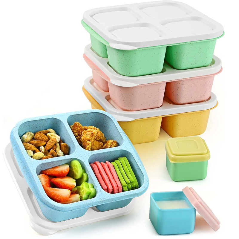Leakproof Meal Prep 4-Piece Bento Box Set With 4 Compartments ...
