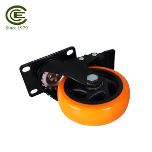 Roues pivotantes robustes en PVC de 100 mm avec frein intégré et plaque supérieure pour chariots et équipements - Product Image 4