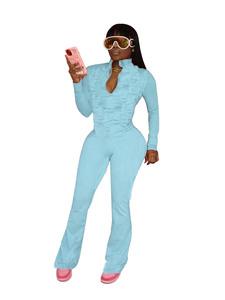 Conyson High Quality Autumn Ladies Benutzer definiertes Logo Legging Kleidung Wear Großhandel Zip Solid Crop <span class=keywords><strong>Top</strong></span> Hosen 2 Pcs Damen Kleidung Set - Product Image 5