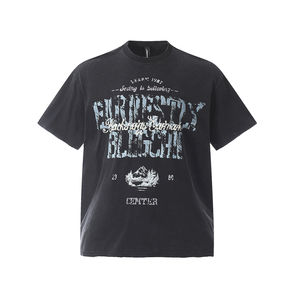 T-shirt à col rond vintage surdimensionné en coton à manches courtes décontracté pour hommes et femmes - Product Image 2