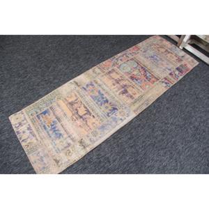 Alfombra Turca de 2.3x7.2 pies, Alfombra Pequeña Vintage, Alfombra de Lana con Diseño de Arcoíris - Product Image 2