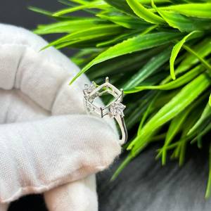 Bague solitaire octogonale en argent sterling 925 massif, sertie à griffes, 6x8mm 7x9mm 8x10mm, composant de bijoux en argent vierge à faire soi-même - Product Image 1