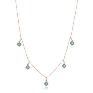Diseño de Dije Cuadrado con Esmalte Turquesa, Joyería Turca Hecha a Mano al por Mayor en Plata de Ley 925 - Product Image 1