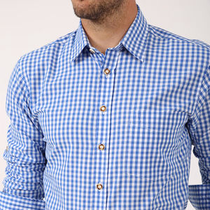 Camisas casuales elegantes para hombre, camisas de vestir bávaras ajustadas a cuadros de manga larga, camisa bávara Lederhosen para hombre - Product Image 3