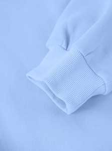 Sudadera de Invierno con Capucha para Mujer, Cuello en V, Azul Cielo, Informal, Holgada, Mangas Abullonadas, Acogedora, 100% Algodón - Product Image 5