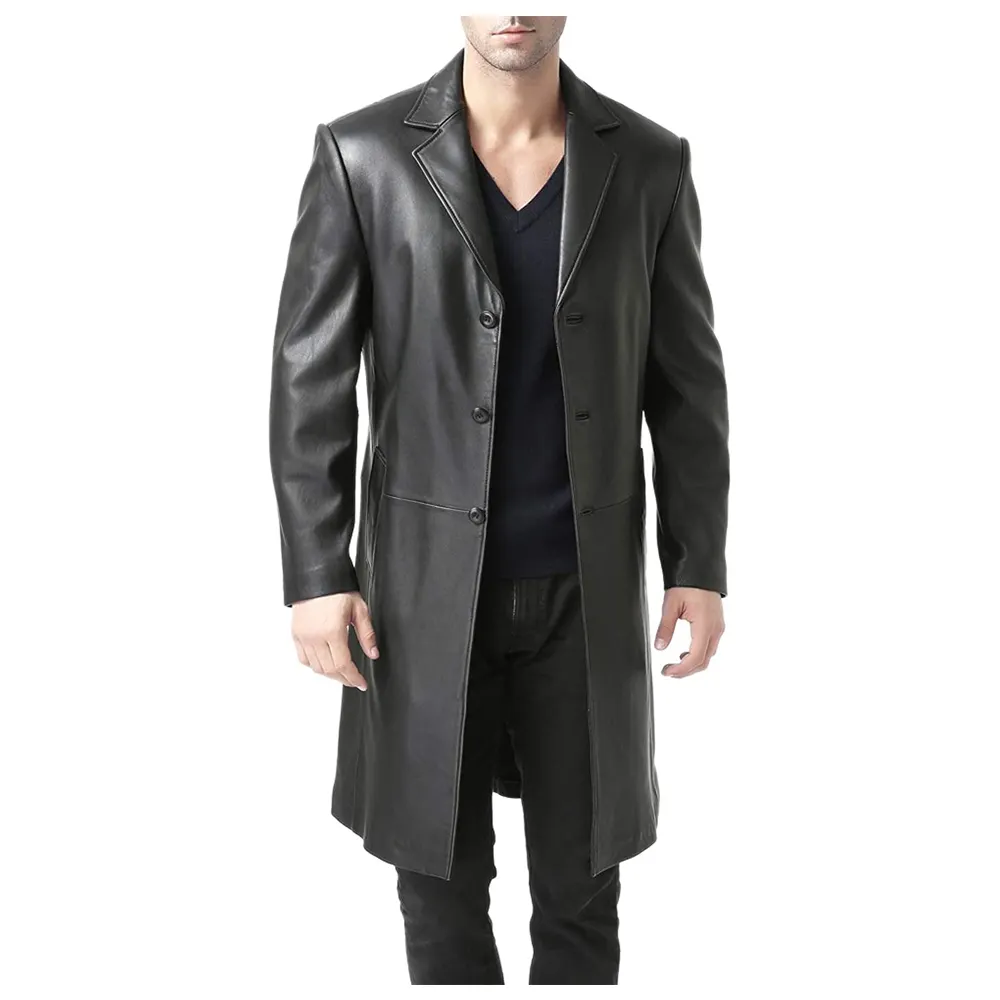 High Premium Quality Unique Design Top Grade Classic Leather Long Walking Coat Hot Selling Product 2022