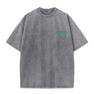 Camiseta de Cuello Redondo para Hombre, 100% Algodón Grueso, Corte Regular, Ecológica, Transpirable, Lavada al Ácido, Estilo Vintage - Product Image 2
