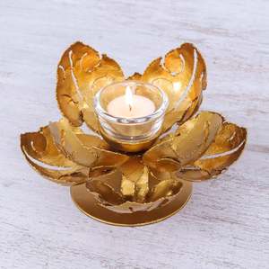 Support de bougie votive de luxe en acier doré pour table, pour l'intérieur et l'extérieur, pour bougies chauffe-plat, décoration pour la maison, l'hôtel, le bureau, les mariages et les fêtes - Product Image 3