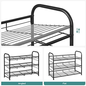 Étagère à chaussures en métal à 3 niveaux, réglable et inclinable pour entrée et porte d'entrée - Product Image 5