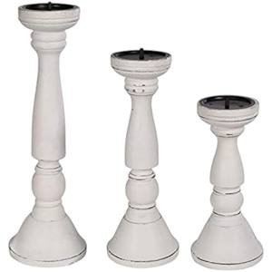 เชิงเทียนไม้วางกลางชุดเชิงเทียนไม้แนววินเทจทรงสูง3ชิ้น - Product Image 4