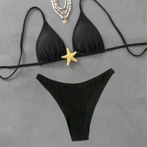 2025 nuevo estilo con estrella conjunto de Bikini de dos piezas mujeres Halter encaje hasta traje de baño Sexy encantadores trajes de baño con estrella - Product Image 5