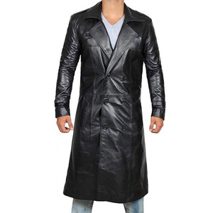 Abrigo de Cuero Moderno para Hombre, Cómodo y Largo, Ideal para el Invierno, Estilo Urbano, Moda Casual - Product Image 1