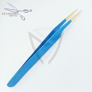 Pinzas de pestañas inclinadas antiestáticas de acero inoxidable con logotipo privado, pinzas de extensión de pestañas de belleza hechas en Pakistán, fábrica - Product Image 6