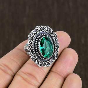 Faceted Apatite Ring Oxidized Sterling Silver Boho Statement Ring Size 8 Handmade Gemstone Jewelry Unique Gift For Women - Product Image 2