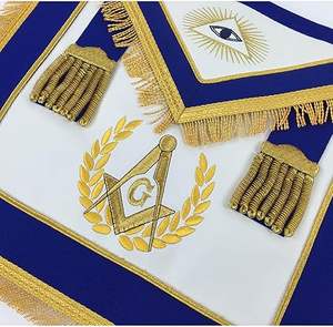 Light Masonic Regalia Set Custom Embroidered <b>Apron</b> Sash and Collar for Freemason Officers - Product Image 6