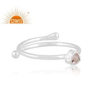 แหวนพลอยอความารีนธรรมชาติแบบเรียงซ้อนได้สีเงินสเตอร์ลิงขายดีที่สุดผู้ผลิตเครื่องประดับตามสั่ง - Product Image 2