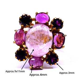 Anillo de Plata de Ley 925 con Perla Barroca y Turmalina Multicolor para Mujer, Chapado en Oro, Estilo Clásico para Boda o Fiesta - Product Image 2