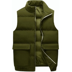 Men's Winter Solid Color Quilted Puffer Vest Mandarin Breathable Outwear Thicken <b>Padded</b> Waistcoat Side Pockets Sleeveless Design - Product Image 6