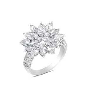 แหวนเพชรมอยส์ซาไนต์ลายดอกไม้บานแหวนครบรอบแฟชั่นและของขวัญ - Product Image 4