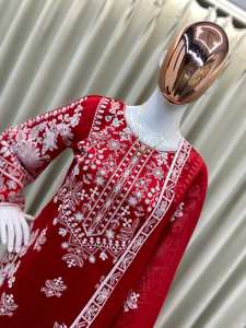 Ensemble haut et pantalon plazzo brodé lourd spécial Karwa Chauth de qualité supérieure pour femmes, vêtements ethniques festifs, vente en gros OEM ODM - Product Image 4