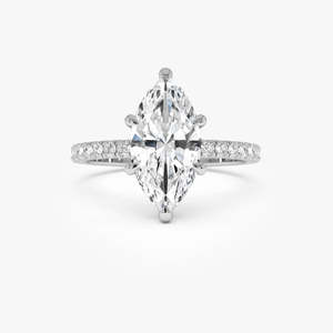 Elegante Anillo de Diamantes Cultivados en Laboratorio con Forma de Marquesa, Halo Oculto, 2.45 Ctw, Color E-F, Claridad VS, Oro de 14K, Certificado IGI, para Novia - Product Image 3