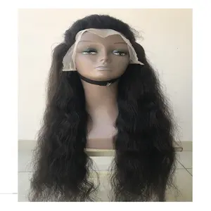 Livraison directe cuticule brute alignée non traitée brésilienne naturelle vierge naturelle ondulée frontale Remy cheveux humains dentelle perruque vendeur