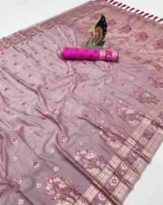 Saris de algodón de seda suave pura de primera calidad con traseros tejidos por todas partes con la colección Classic Pallu Saree - Product Image 3