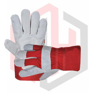 Guantes de Seguridad de Trabajo de Cuero Rojo y Blanco, Duraderos, de Piel de Vacuno Dividida, Puño Recto, Resistentes a Desgarros, Transpirables, Personalizables, Industriales - Product Image 6