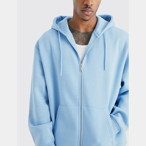 Sweat à capuche brodé pour homme, de haute qualité, athlétique, à fermeture éclair intégrale, streetwear, coupe oversize, en coton mélangé, mode hiver, séchage rapide - Product Image 3