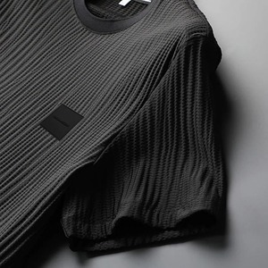 Costume de sport d'été pour hommes de haute qualité respirant glace soie plissée survêtement imprimé nouveau décontracté deux pièces ensemble-t-shirt pantalon - Product Image 6