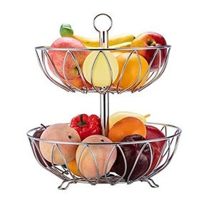Hand Curved Decorative Glossy Nickle Plated Finishing Fruit <b>Basket</b> Stand <b>Wire</b> Metal Decorative <b>Storage</b> Fruits <b>Basket</b> Stand - Product Image 2