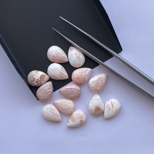 8mm 10mm 14mm Naturel Blanc Pêche Scholarsite Pierre Poire Lisse Cabochons Pierre Semi Précieuse Semi Précieuse Usine de Bijoux - Product Image 1