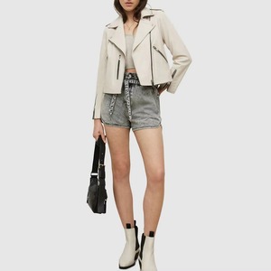 Veste en cuir suédé pour femme, coupe courte, manches longues, design ajusté, doublure douce, veste en cuir tendance pour collection de boutique - Product Image 5