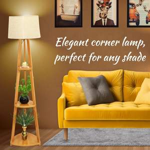 Lampe sur pied en bois de style vintage, magnifique, avec abat-jour, lampe de nuit en bois sur trépied, vente en gros - Product Image 6