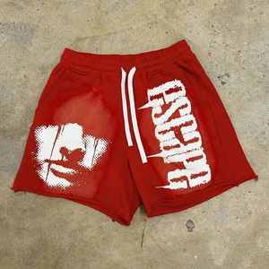 Shorts tricotés personnalisés pour hommes avec logo sérigraphié, 100 % polyester respirant, cordon de serrage, taille mi-haute, décontractés - Product Image 4