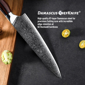 Venta al por mayor personalizado de alta calidad OEM ODM servicio profesional japonés Damasco acero cocina Chef cuchillo palisandro mango de madera - Product Image 3