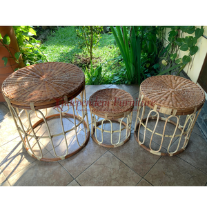 Wholesale Traditional 3-Piece Natural Rattan <b>Console</b> <b>Table</b> Set for Garden Home Living Room or Outdoor for Hotels - Product Image 3