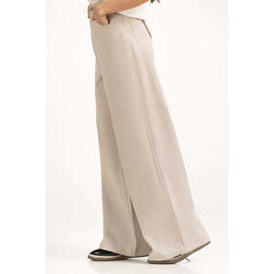 Pantalones Palazzo de Pierna Ancha y Cintura Alta, Transpirables, de Lona, Estilo Cargo, con Efecto Arrugado, Estilo Casual para Primavera WM-COD-WS25-010B - Product Image 4