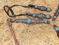 Bridon d'équitation en cuir de haute qualité, motif léopard, avec incrustation de pierre turquoise, pour dressage, modèle Mousmi