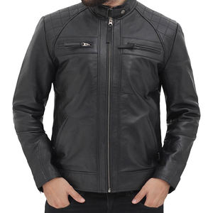 2023 meilleur gros veste en cuir mode col montant poches zippées hommes vestes en cuir pour hommes - Product Image 6