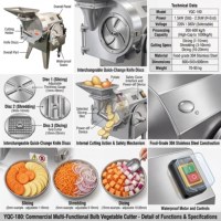 Industriële elektrische groente- en aardappel snijmachine, hoge snelheid snijder/hakselaar met 1500W motor voor commercieel gebruik