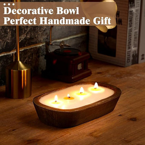 Recuerdos de fiesta de boda de estilo superventas Vintage para invitados cuencos de vela de madera decoración navideña para el hogar cuencos de madera para velas ovaladas - Product Image 5